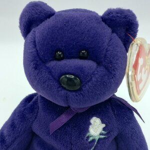 TY Beanie Baby Princess Bear Purple Diana Memorial 1997 Retired 1999 Tags Rose